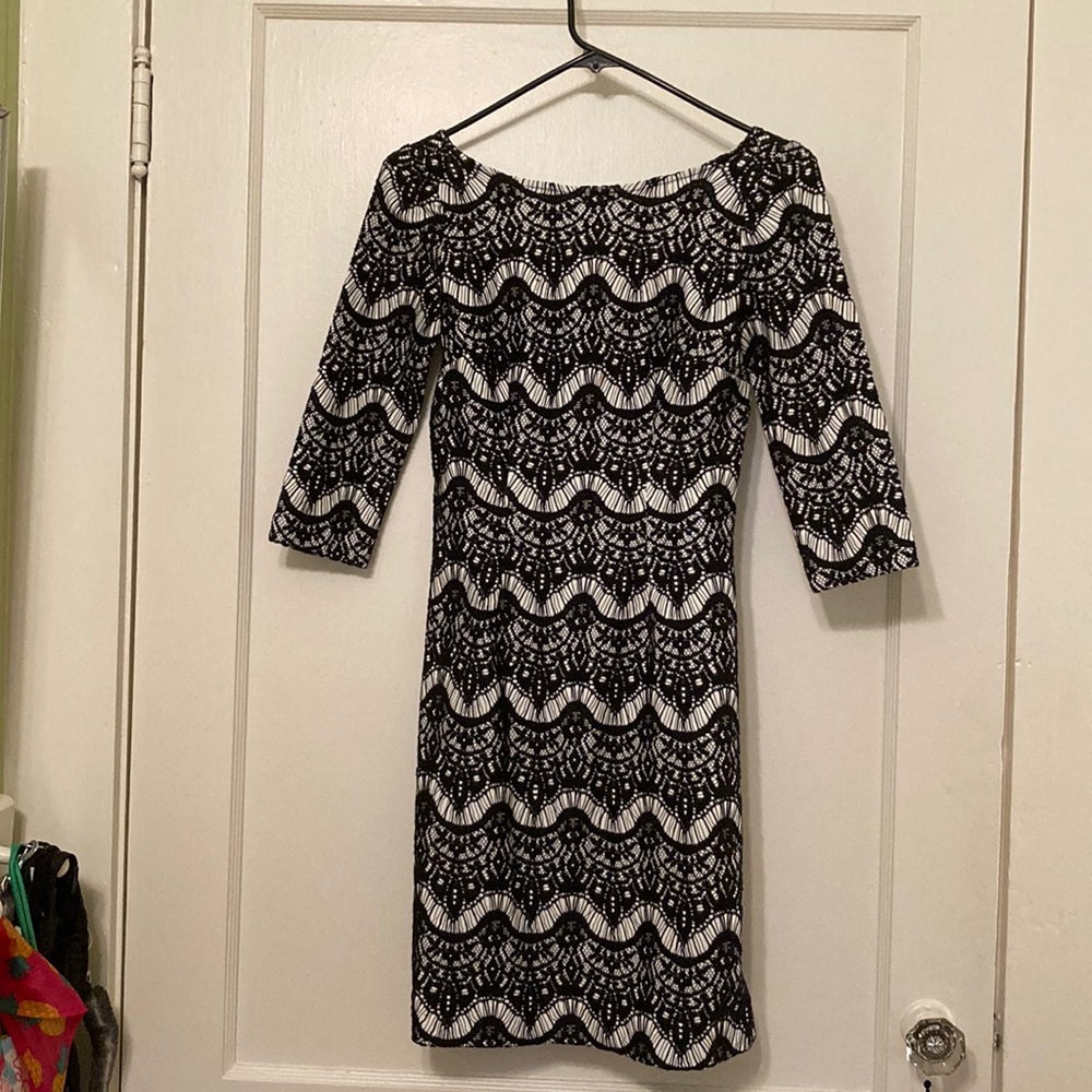 Lilly Pulitzer black/white lace cocktail dress